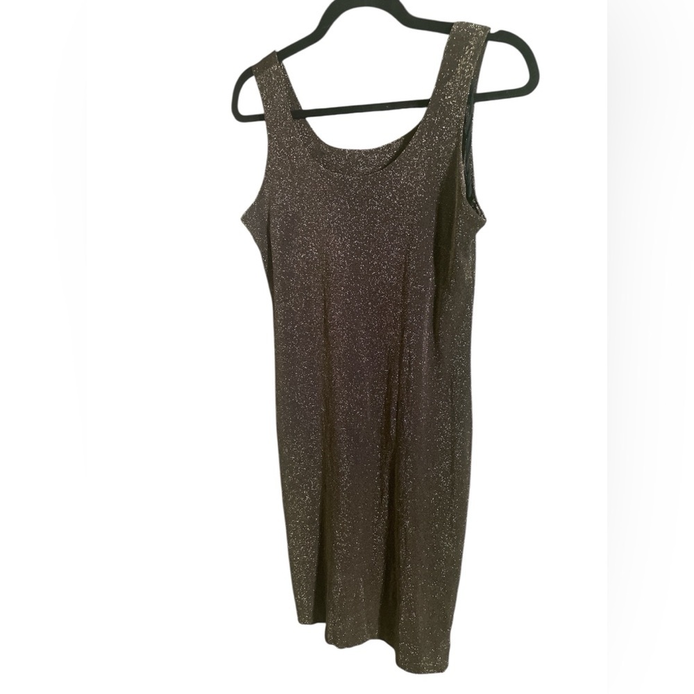 Black and Gold Shimmer Bodycon Dress Sleeveless Glitter Stretch Size 4 Small - Picture 3 of 6
